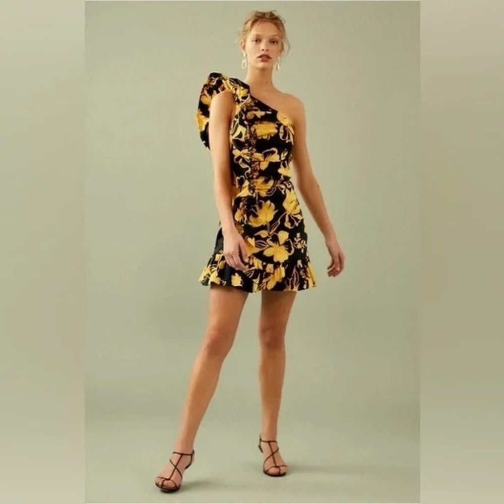 NWT C/MEO COLLECTIVE Nomad Mini Dress Black Abstract size L